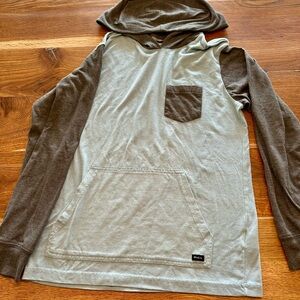 RVCA Men's Gray and Black Hooded Shirt